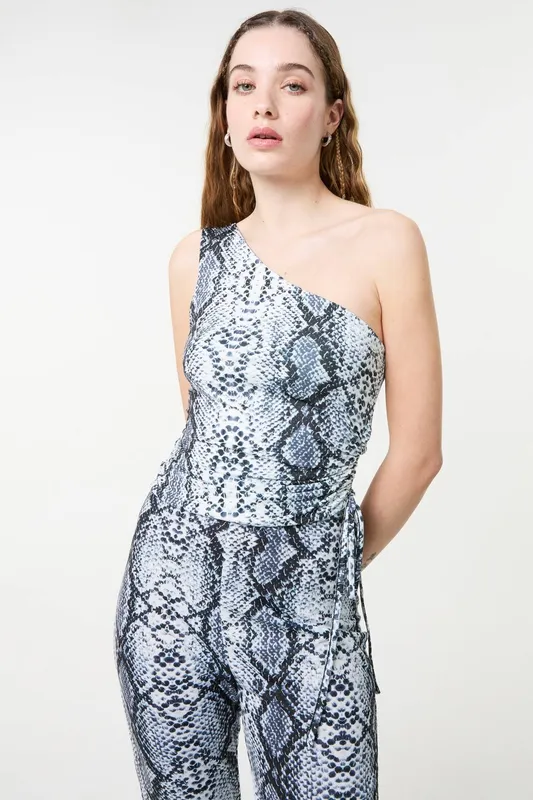 Pink Vanilla Women's Black Snake Asymmetric Top Size: Small - Black - Size: S