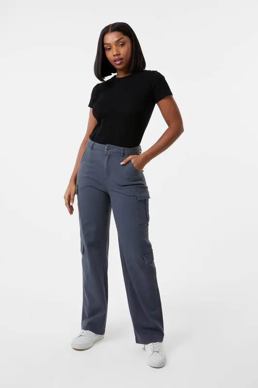Pink Vanilla Women's Cargo Trousers in Grey Size: 6 Grey