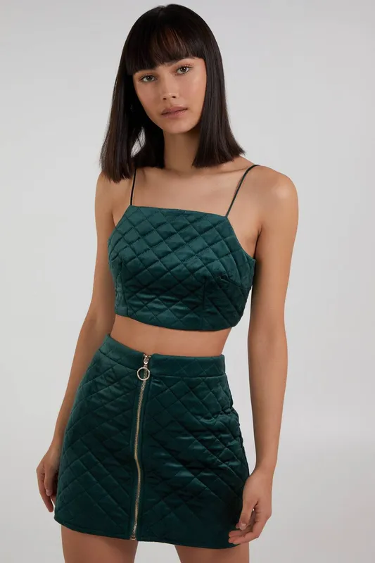 Pink Vanilla Women's Green Crop Cami Top Size: 8 Green 8