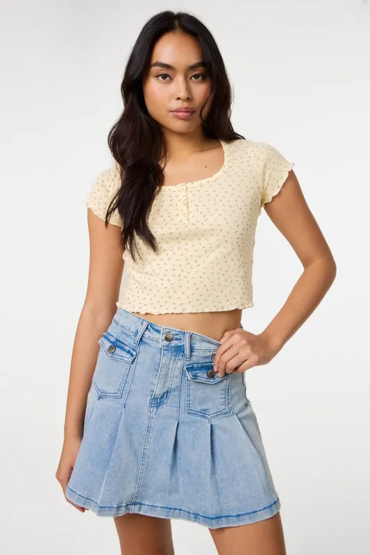 Pink Vanilla Women's Lemon Ditsy Print T-Shirt Size: S/M Lemon