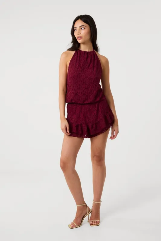 Pink Vanilla Women's Wine Rara Lace Skort Wine female