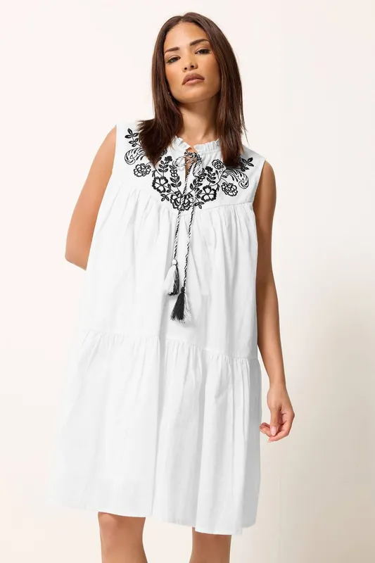 PixieGirl Women's Petite Smock Mini Dress in White Size: 14 - White