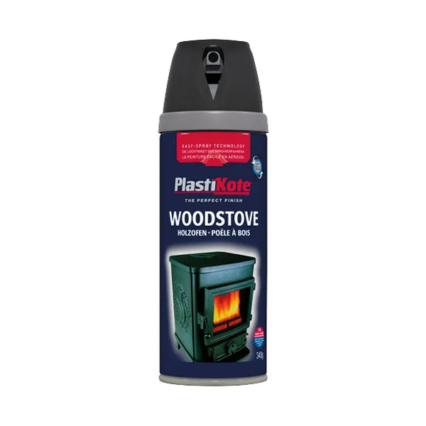 Plastikote Wood Stove Aerosol Spray Paint Black 400ml