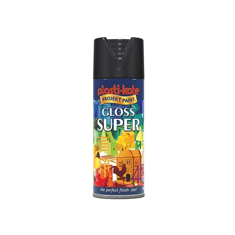 Plastikote Super Gloss Aerosol Spray Paint Black 400ml