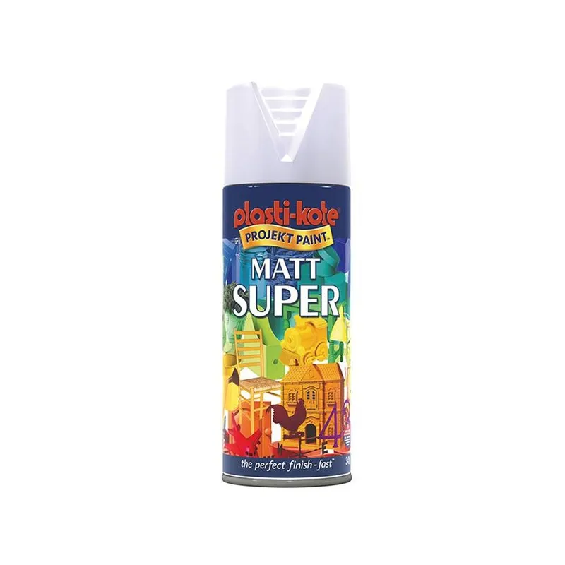 Plastikote Super Matt Aerosol Spray Paint White 400ml