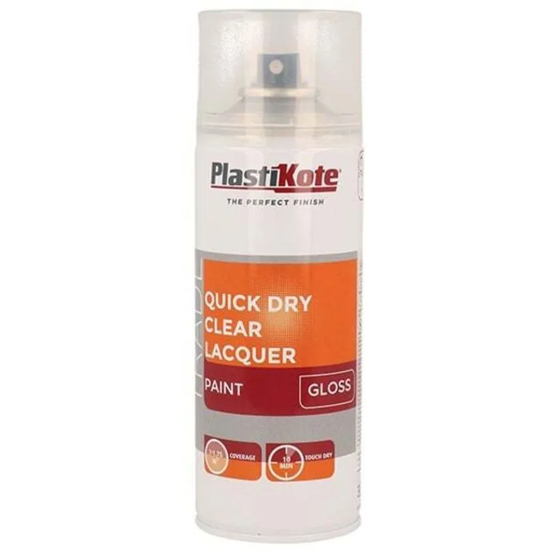 Plastikote Trade Quick Dry Clear Lacquer Spray Gloss 400Ml Clear