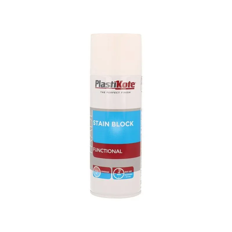 Plastikote Trade Stain Block Spray Paint White 400Ml White