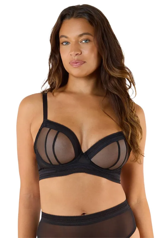 Playful Promises Women's Icon Black 'Sheer Plunge Bra' Size: 32E - Black - Size: 32E