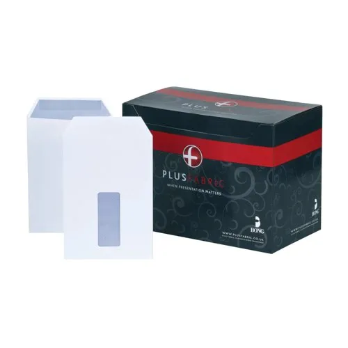 Plus Fabric Envelopes Pocket Press Seal Window 110gsm C5 [Pack 500]
