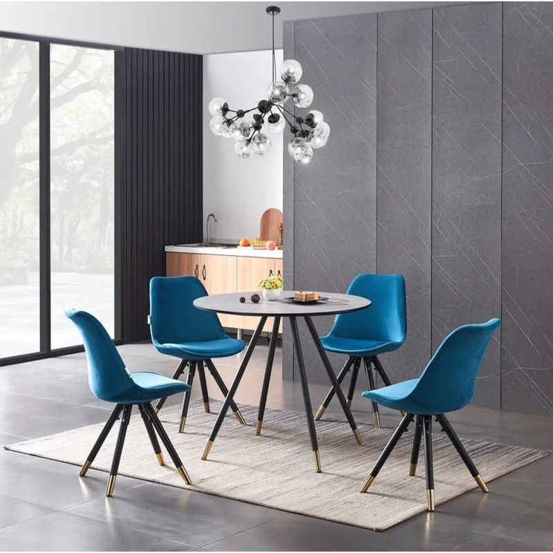 Life Interiors Sofia' Dorchester Lux Dining Set with a Table & Chairs Set of 4 in Blue Blue