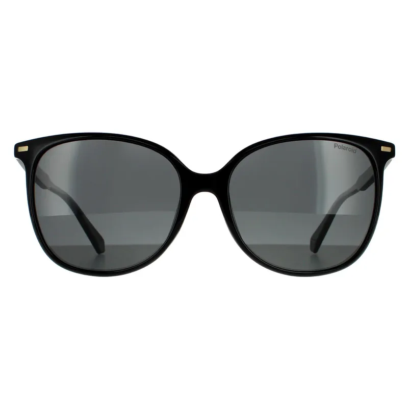 Polaroid Cat Eye Womens Black Grey Polarized Sunglasses - One Size