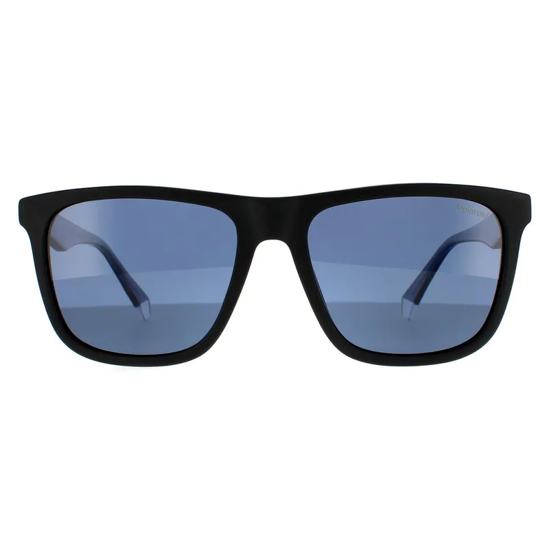 Polaroid Square Unisex Black Transparent Blue Polarized Sunglasses - One Size