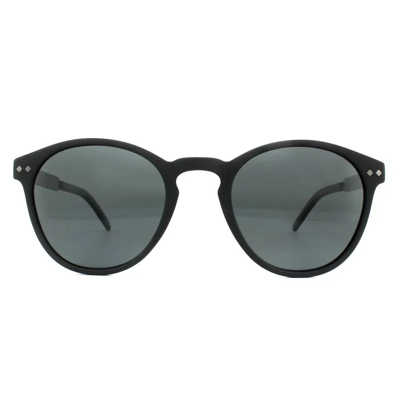 Polaroid Unisex Round Shiny Black Grey Polarized Sunglasses Black One Size female
