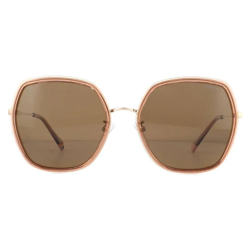Polaroid Women's Square Pink Bronze Polarized Sunglasses - Pink