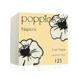 Poppies 2-Ply Napkins 4 Fold 33cm Champagne (Pack of 2000) 3324CP/Case
