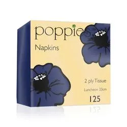 Poppies 2-Ply Napkins 4 Fold 33cm Navy Blue (Pack of 2000) 3324NB/Case