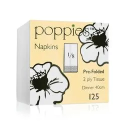 Poppies 2-Ply Napkins 8 Fold 40cm White (Pack of 2000) 4028WH/Case