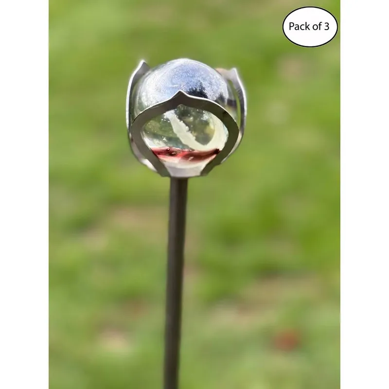 Poppyforge 4 Feet Rose Marble Pin Garden Art (Pack of 3) Bare Metal/Ready To Rust in Silver Silver