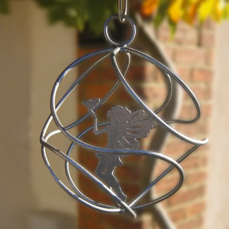 Poppyforge Fairy Catcher With Standing Fairy - Hanging Ornament - Steel - Black Black