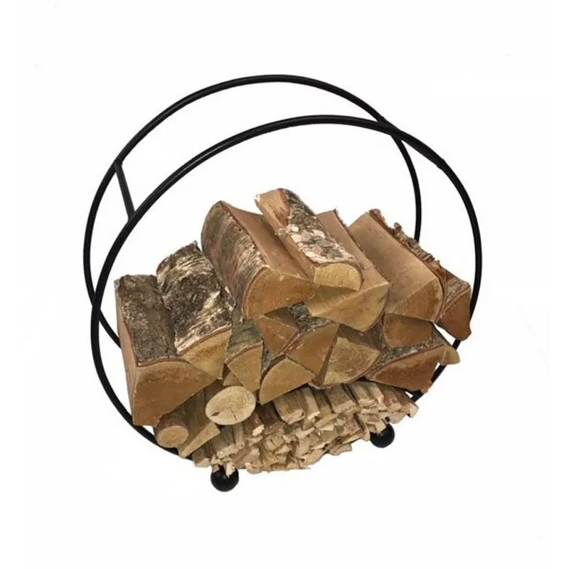 Poppyforge Log Basket Round - Steel - L22.9xW64.8xH66 cm - Powder Coated Black Black