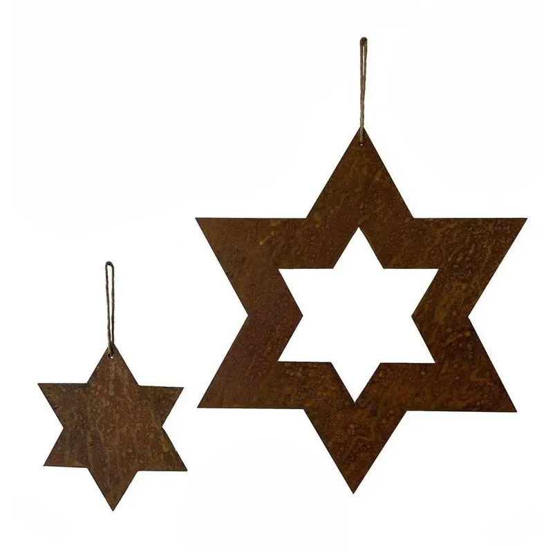 Poppyforge Stars Hanging Wall Art (Set of 2) - W22 x H12 cm in Brown Brown