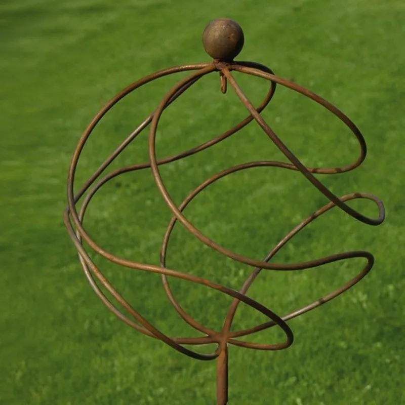 Poppyforge Tangle Ball on 4Ft Stem Empty - Plant Support - Solid Steel - BM/RtR in Brown Brown
