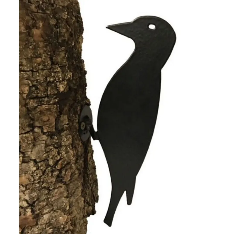 Poppyforge Woodpecker on Base - Steel - W45.7 x H121.9 cm - Powder Coated Black Black