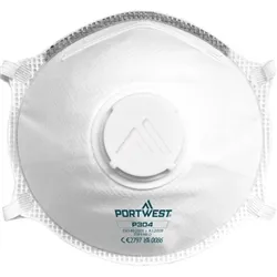 Portwest FFP3 Valved Dolomite Light Cup Respirator White (Pack of 10)