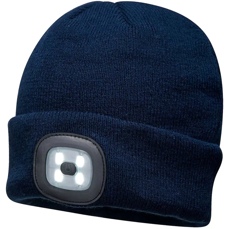 Unbranded Beanie LED Head Light USB Rechargeable (Navy)