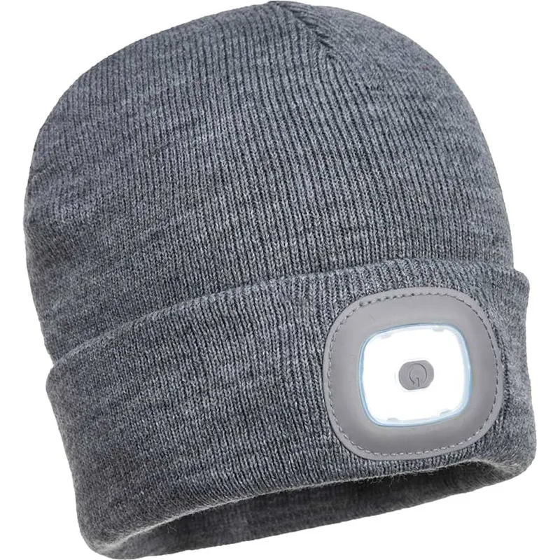 Unbranded Beanie LED Head Light USB Rechargeable (Grey)
