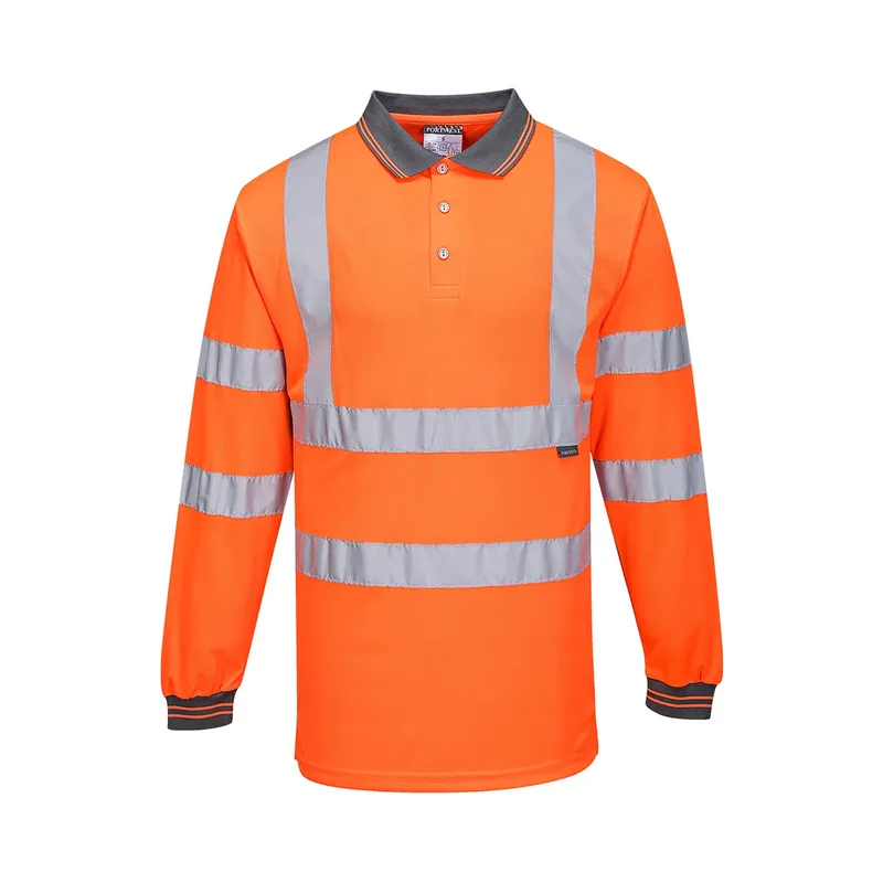 Unbranded Hi-Vis Long Sleeved Polo (Orange) 4XL