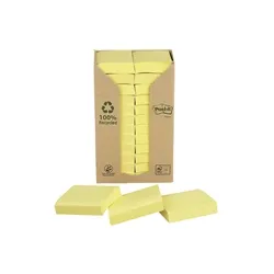 Post-it Recycled Notes 38x51mm 100 Sheets Canary Yellow (Pack of 24)