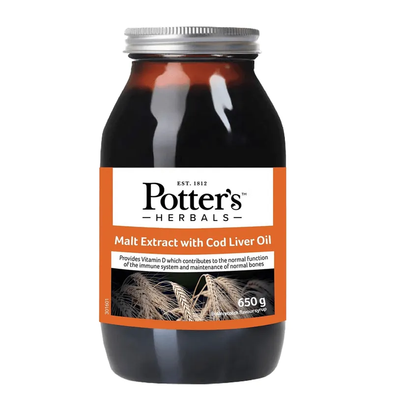 Potters Malt Extract with Cod Liver Oil Butterscotch Flavour 650g