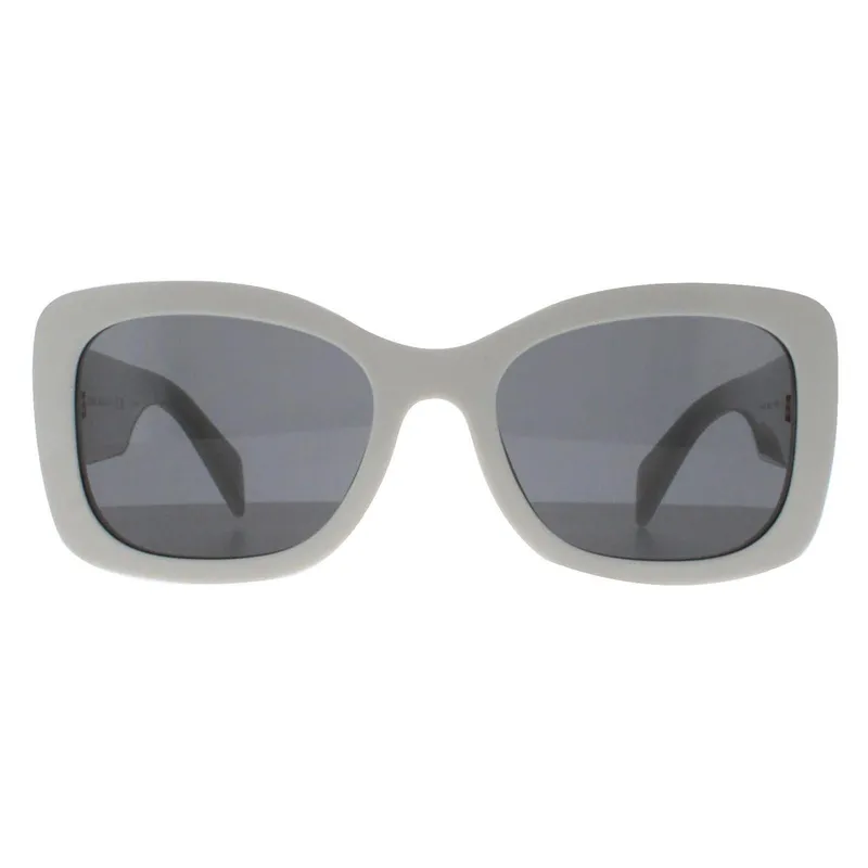 Prada Women's Oval Talc Dark Grey PRA08S in White White One Size