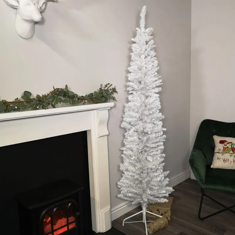 Premier Decorations - 6.5ft (2m) Premier Pencil Style Slim Christmas Tree in White