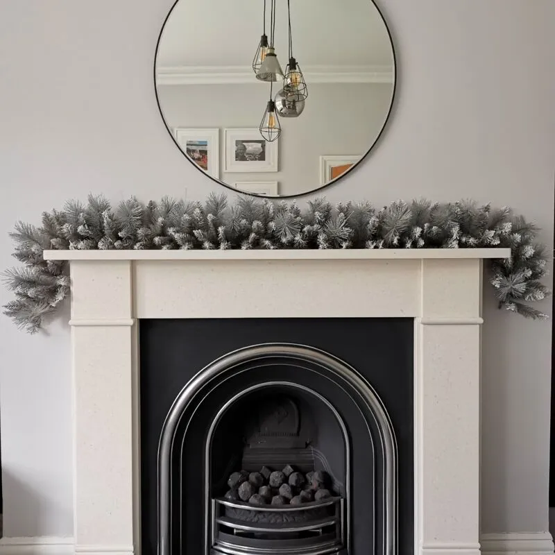 1.8m (6ft) Silver Christmas Garland with Glitter Tips