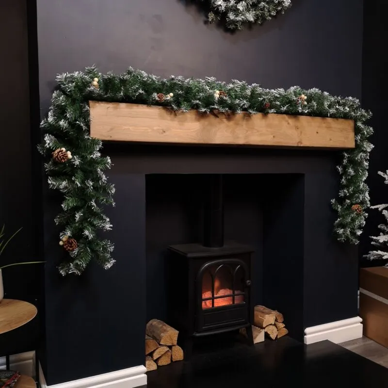Premier Decorations - Premier 270cm (9ft) Christmas Garland Decoration Snow Tips White Berries & Cones