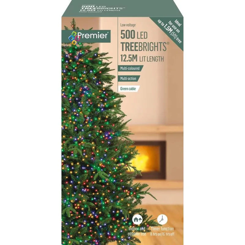 Premier Decorations TreeBrights 500 Multicoloured LED String Lights 12.5m Multicolor
