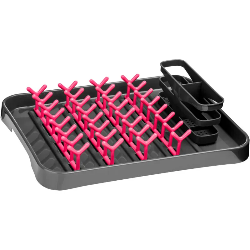 Orsina Stylish Grey & Lime Green Dish Drainer, Functional Dish Drainer For Kitchen, Practical Design Dish Drainer in Pink Pink