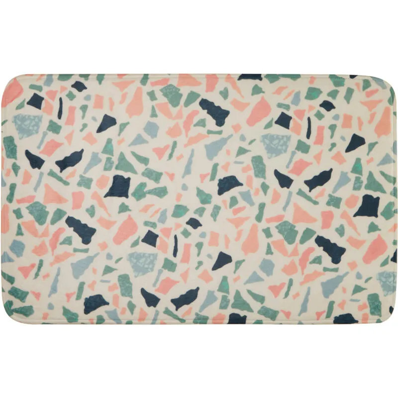Orsina Terrazzo Bath Mat With Skid-Proof Base, Rectangular Microfiber Shower Floor Mat, Colourful Bathroom Rug Multicolor
