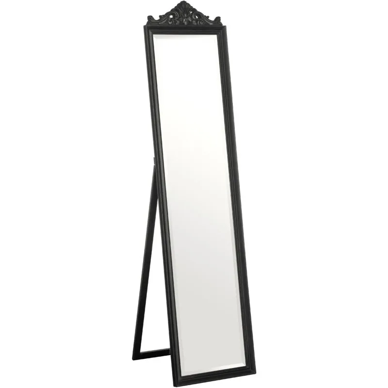 Premier Housewares - Boudoir Floorstanding Mirror with Matt Black Finish
