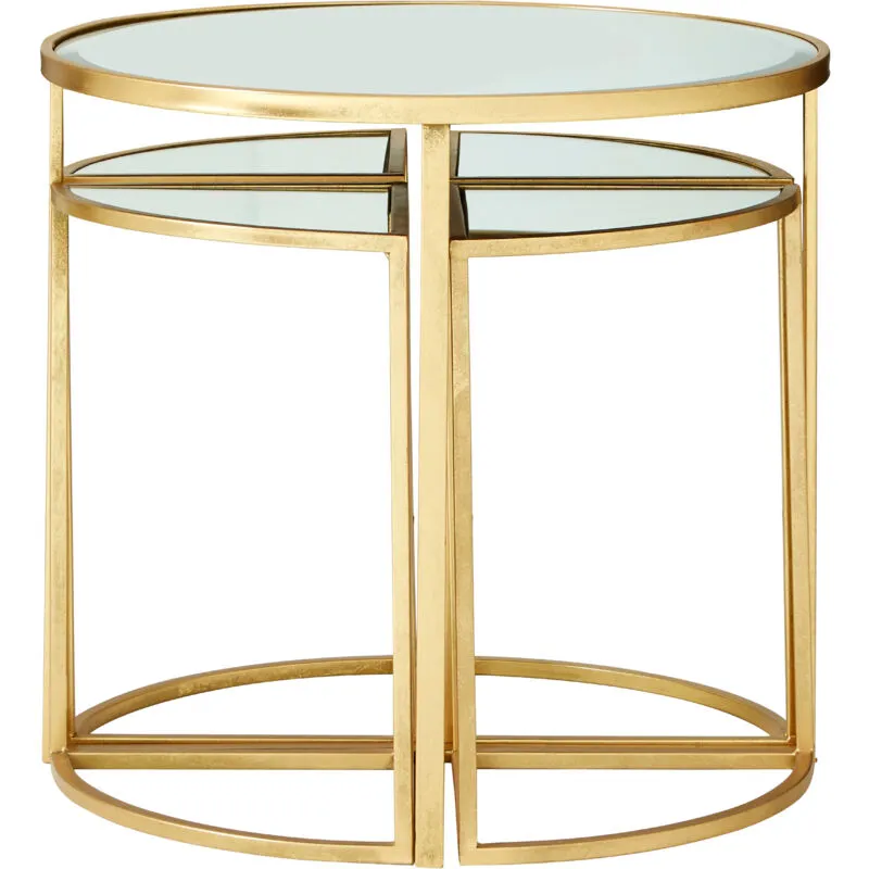 Orsina Industrial Design Set Of 5 Tables, Versatile Table For Bedroom, Everyday Use Lounge Table For Livingroom in Gold Gold