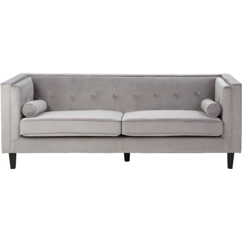 Premier Housewares - Felisa 3 Seat Grey Velvet Sofa