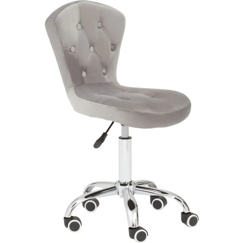 Premier Housewares Grey Velvet Buttoned Home Office Chair