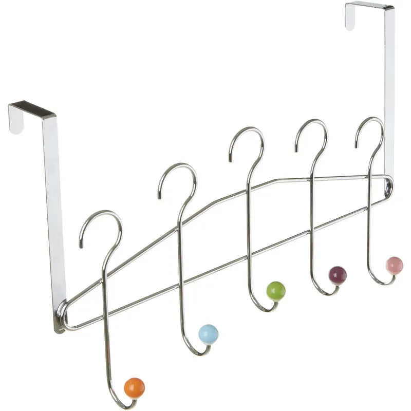 Orsina Multicoloured 5 Hook Over Door Hanger in Silver Silver