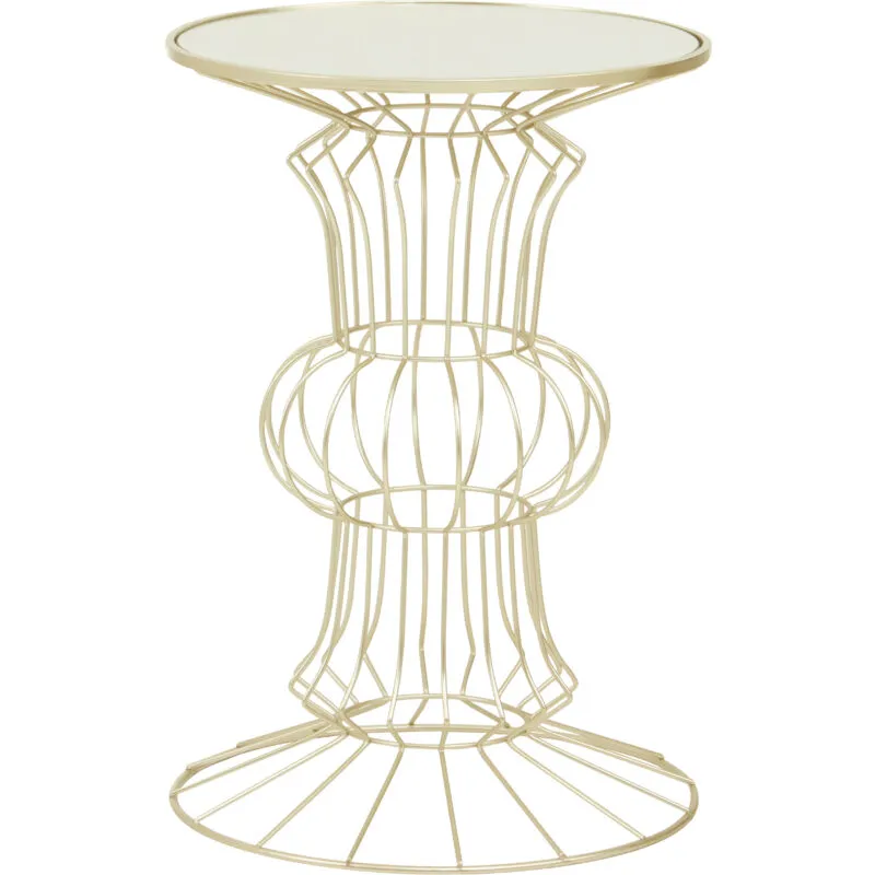 Orsina Practical Light Gold Finish Frame Table, Compact Side Table For Livingroom, Mirrored Top Small Lounge Table Gold