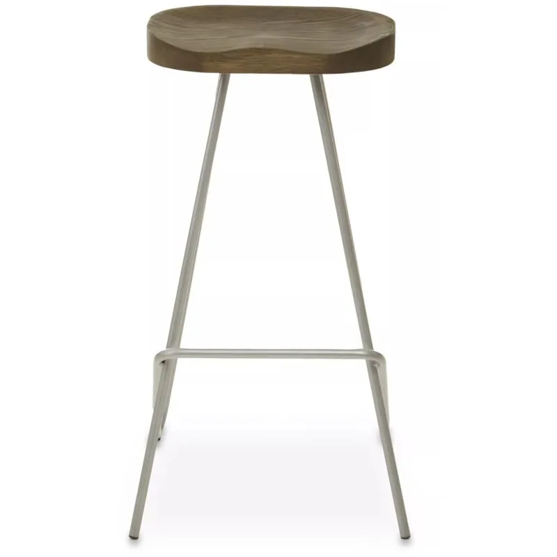 Premier Housewares - Interiors by Premier Silver Metal Frame Bar Stool, Sleek Kitchen Stool with Footrest, Contemporary Stool for Bar Counter