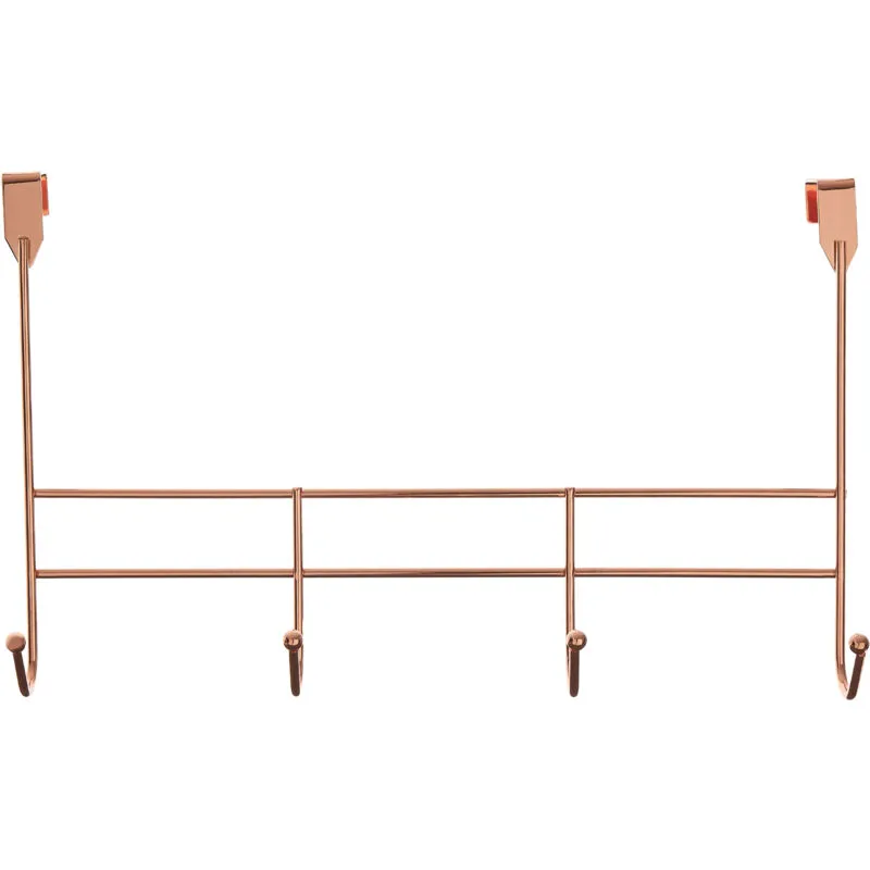 Orsina Stylish 4 Hook Rose Gold Over Door Hanger, Functional Over Door Coat Hanger, Sturdy Design Hanging Rack Gold