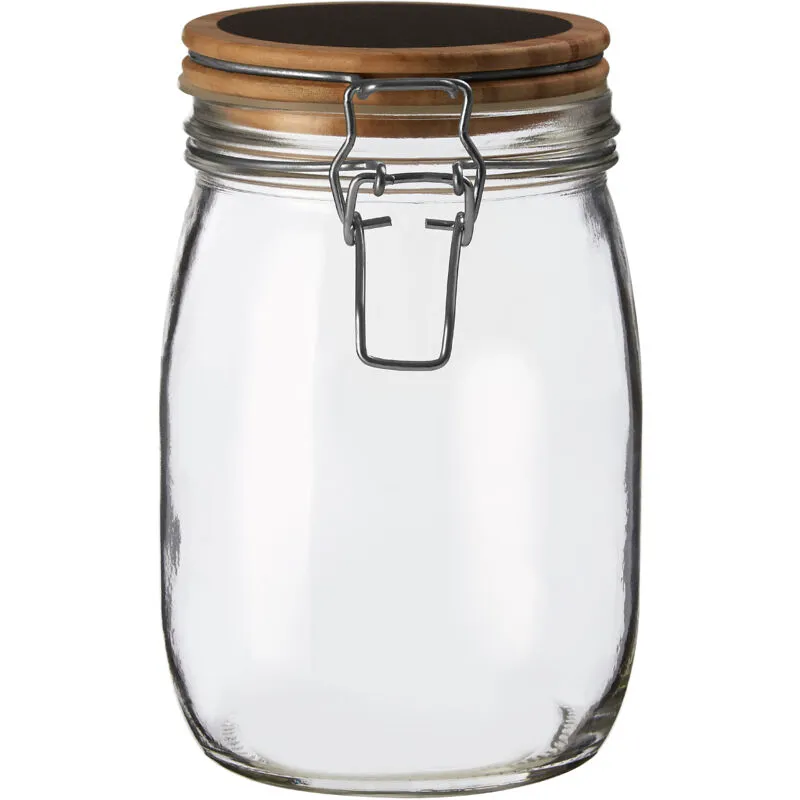 Orsina Durable Glass Medium Storage Jar with Pine Wood Lid, Stylish Glass Jar With Lid, Airtight Storage Jar in Clear Clear
