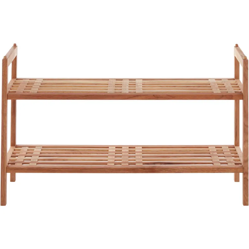 Orsina Arla 2 Tier Slatted Design Stackable Shoe Rack in Natural Natural